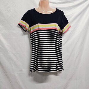 Boden Striped ahead of the rest Top Blouse Women Size 12 Blue Cotton